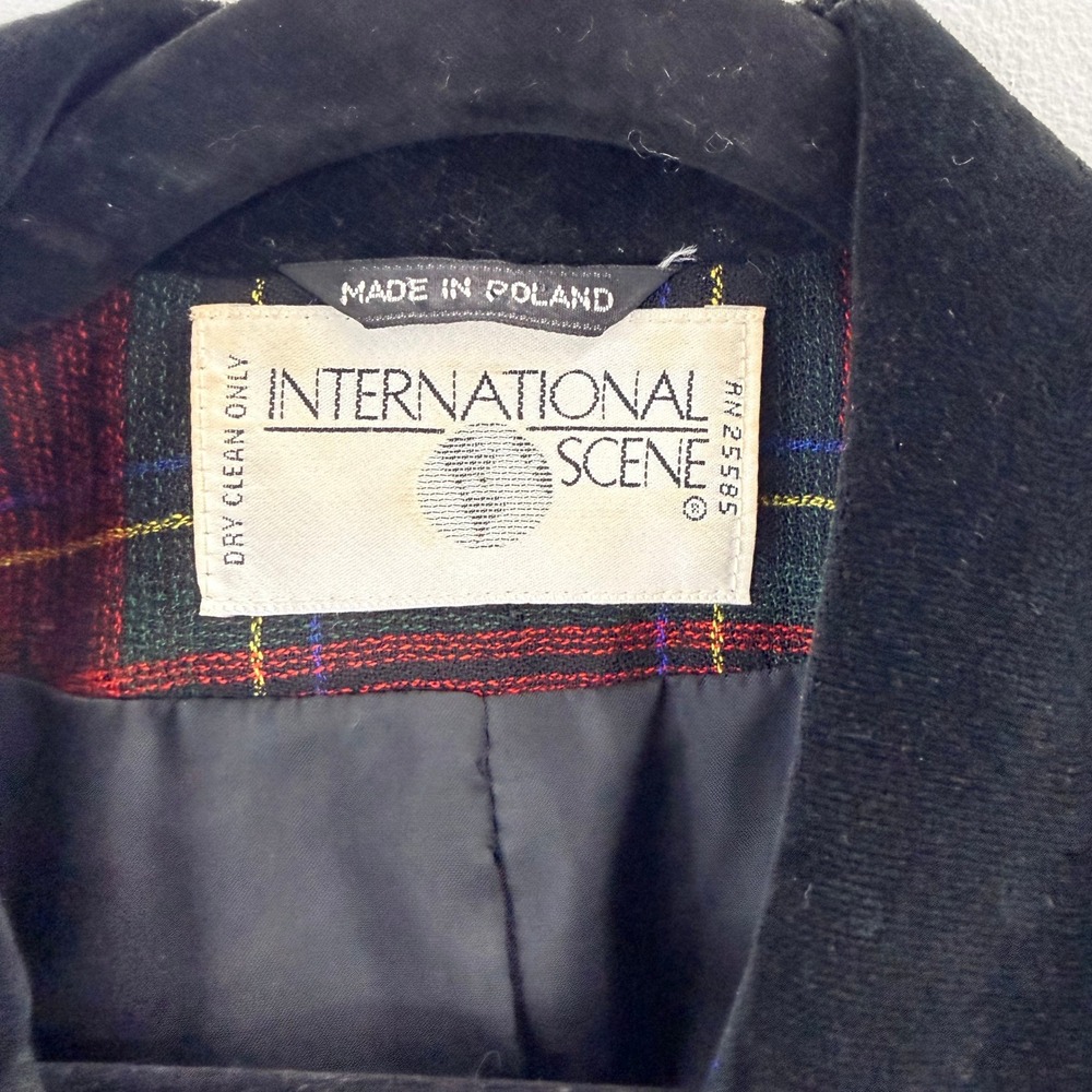 Vintage International Scene Plaid Blazer Velvet Collar Pockets Women's Size 5/6 - Picture 4 of 7